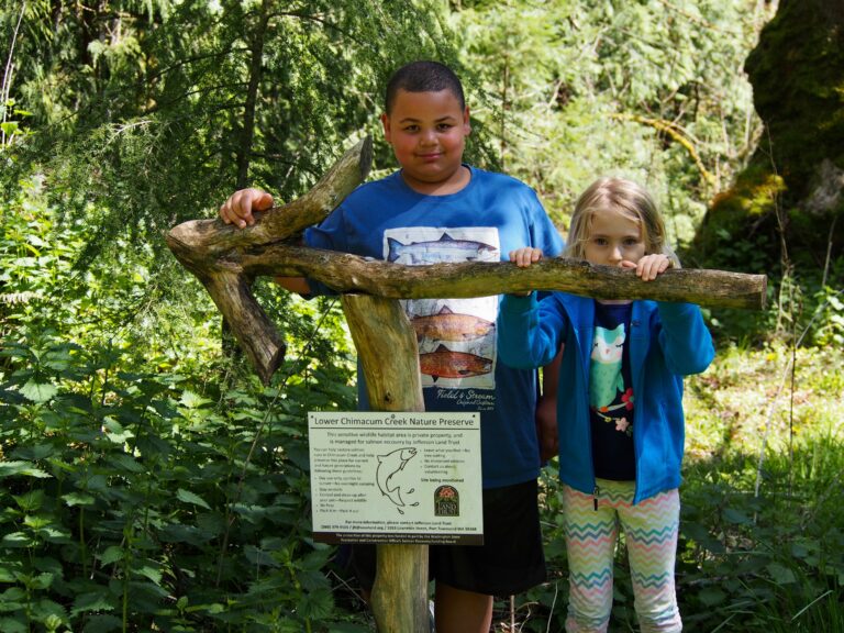 Grant Street Elementary School first and second graders come to Chimacum Creek with us every year. They release the coho salmon fry they have been raising in school and have a blast learning and playing out on the land! Photo by Wendy Feltham.
