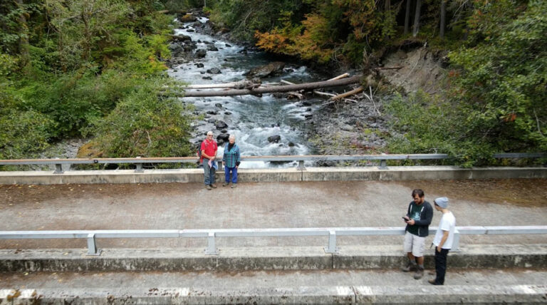 Photo of filming the Hiking with a Local video with Joe and Joy Baisch on the Dosewallips River Road Trail