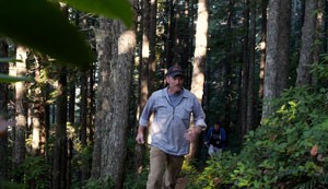 Photo of Josh Mahan as he hikes the Mount Walker Trail. Photo from Greg Brotherton.