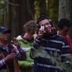 Students used a relascope and their math skills to calculate tree height. Photo by Caitlin Battersby. Students used a relascope and mad math skills to calculate tree height. Photo by Caitlin Battersby.