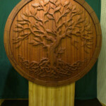 Piece from a previous Show: Door with a Tree Carving by Stan Rill Photo of door with a Tree Carving by Stan Rill