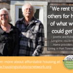 As part of the Share Our Spaces campaign, HSN created a series of profiles featuring homeowners who rent their spaces and local renters who benefit from this. Faces of Housing Profile: Janette and Robert rent space to others.