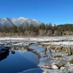 Wintertime views of the Olympic Mountains at Donovan Creek Preserve.